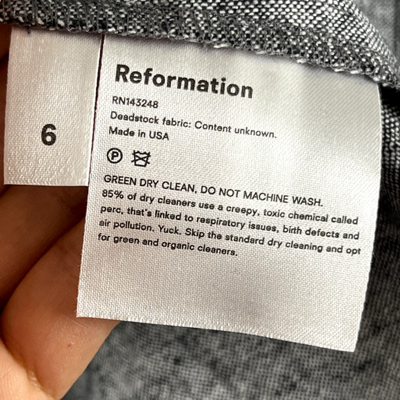 Reformation Gambino Harper Mini Dress Womens 6 Gray Puff Sleeve Smocked NWT - Picture 7 of 16